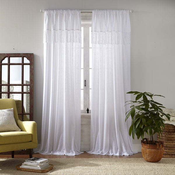 elrene Calypso Macramé Tassel Semi Sheer Window Curtain