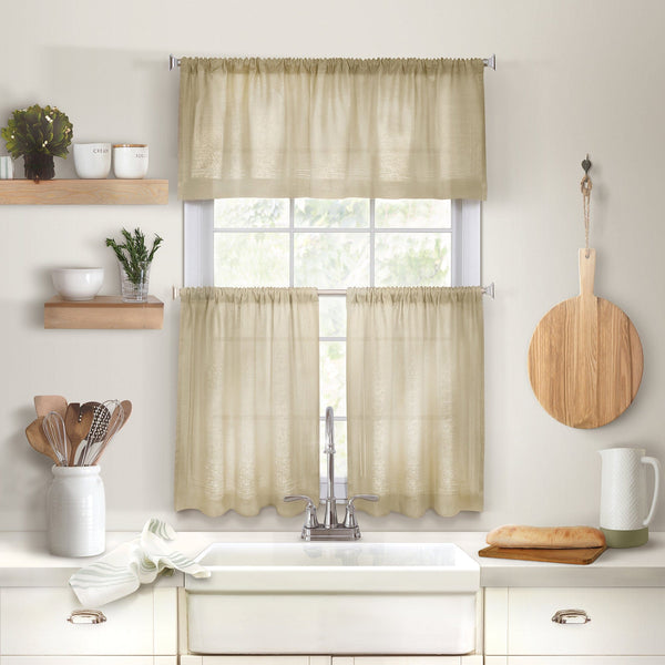 Elrene Cameron Linen Rod Pocket Kitchen Tier And Valance Collection