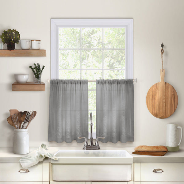 Elrene Cameron Linen Rod Pocket Kitchen Tier And Valance Collection