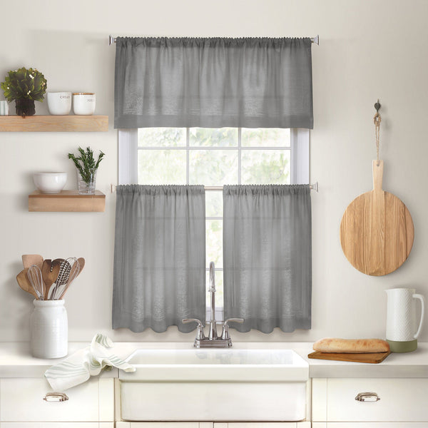 Elrene Cameron Linen Rod Pocket Kitchen Tier And Valance Collection