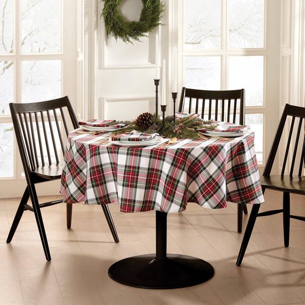 Elrene Christmas Classic Holiday Plaid Cotton Tablecloth