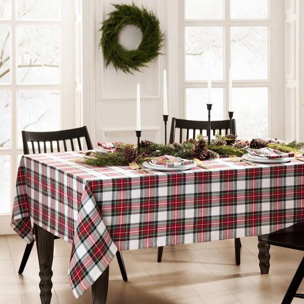 elrene Christmas Classic Holiday Plaid Cotton Tablecloth