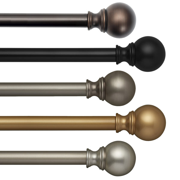 elrene Cordelia 1" Window Drapery Single Curtain Rod with Globe Ball Finial