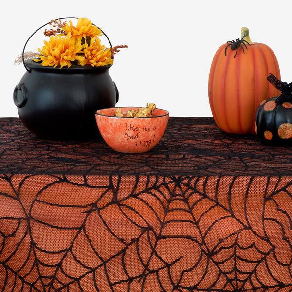 Elrene Crawling Halloween Spider Lace Lined Tablecloth