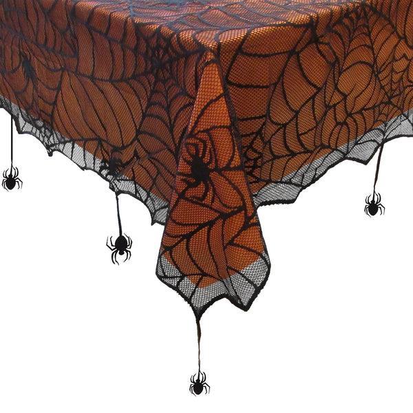 Elrene Crawling Halloween Spider Lace Lined Tablecloth