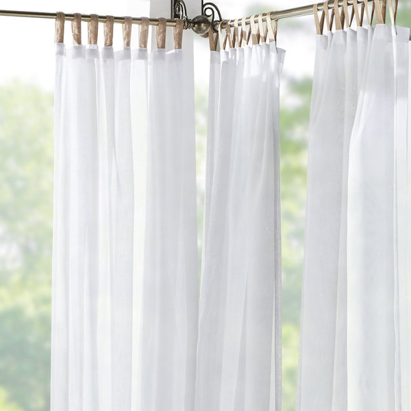 Elrene Darien Solid Indoor/Outdoor Sheer Tab Top Window Curtain Panel