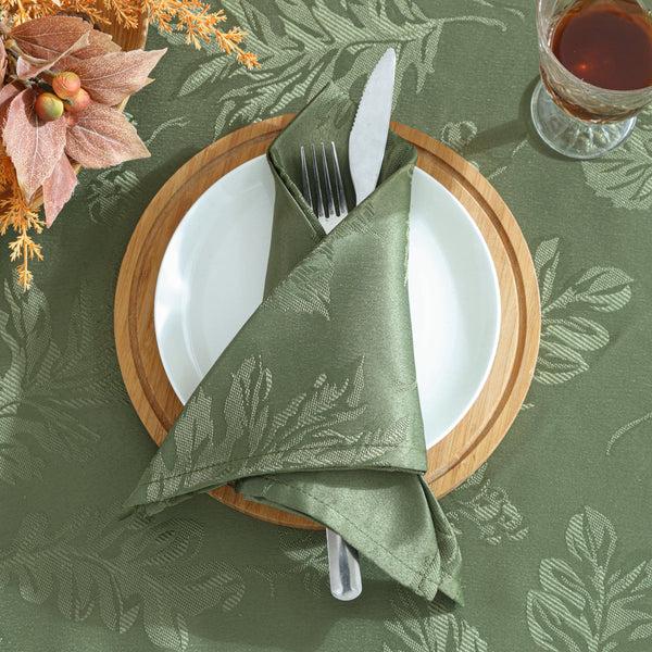 Elrene Elegant Woven Leaves Jacquard Damask Napkin Set Of 8