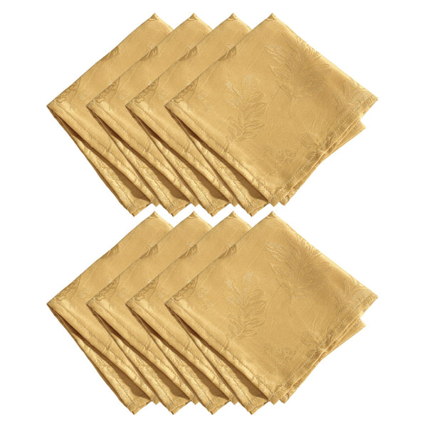 Elrene Elegant Woven Leaves Jacquard Damask Napkin Set Of 8