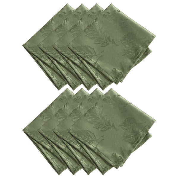 elrene Elegant Woven Leaves Jacquard Damask Napkin Set of 8