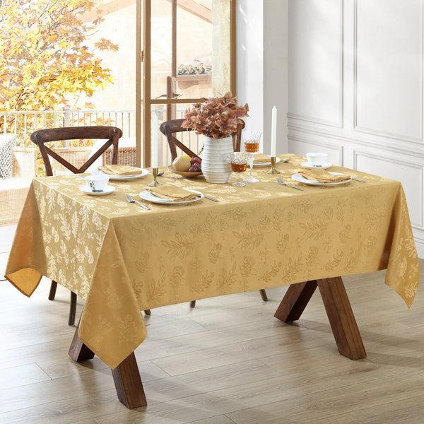 Elrene Elegant Woven Leaves Jacquard Damask Tablecloth