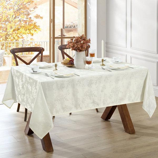 elrene Elegant Woven Leaves Jacquard Damask Tablecloth