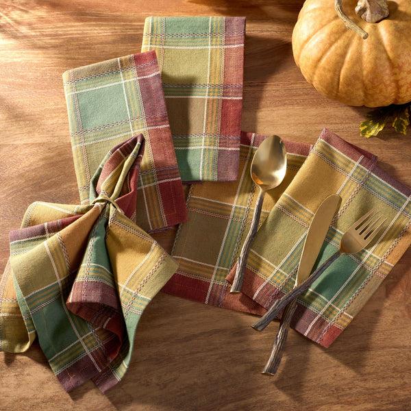 Elrene Autumn Acres Plaid Napkins Set Of 8