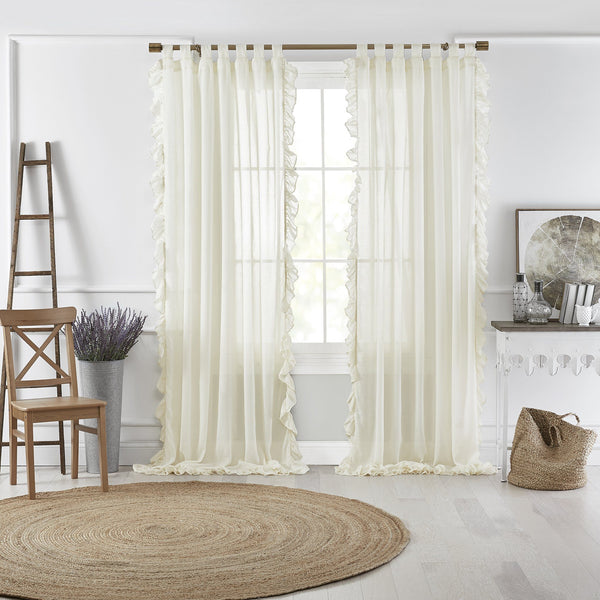 Elrene Bella Tab-Top Ruffle Sheer Window Curtain
