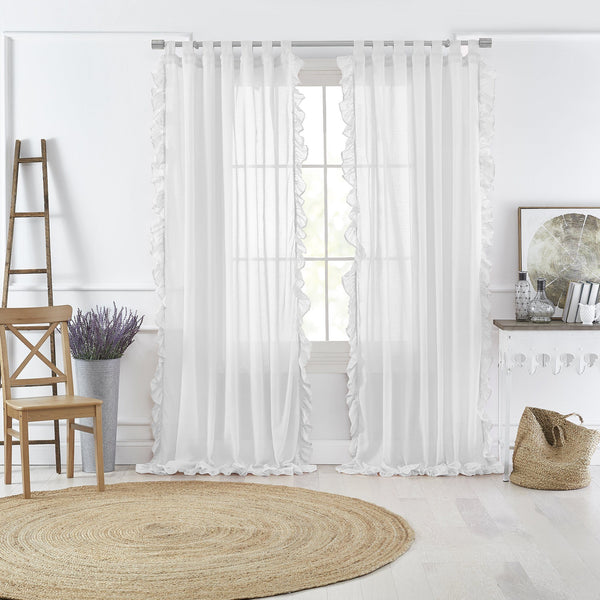 elrene Bella Tab-Top Ruffle Sheer Window Curtain