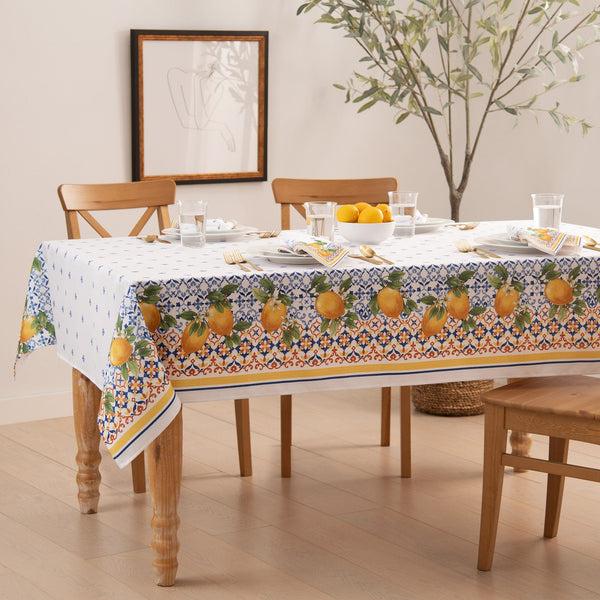elrene Capri Lemon Double Border Tablecloth