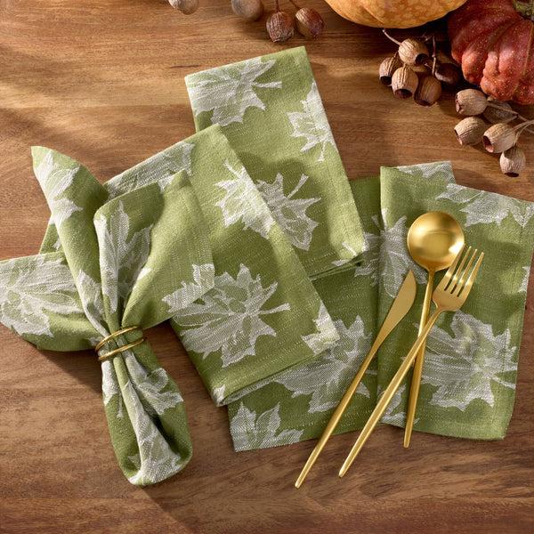 Elrene Falling Leaves Jacquard Napkins Set Of 8