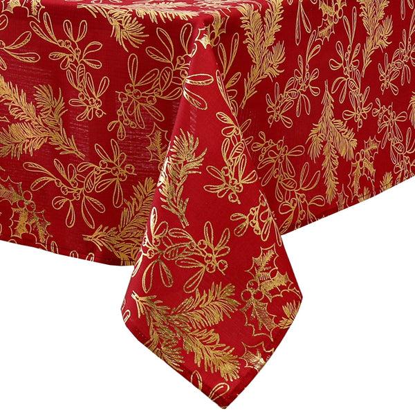 Elrene Foil Woodland Holiday Fabric Tablecloth