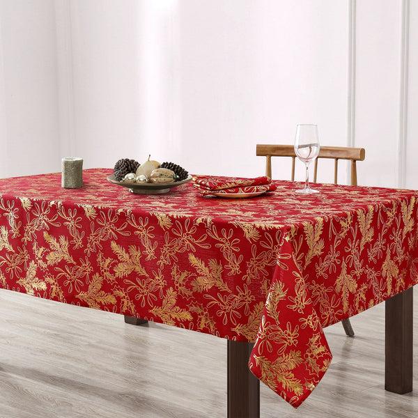 elrene Foil Woodland Holiday Fabric Tablecloth