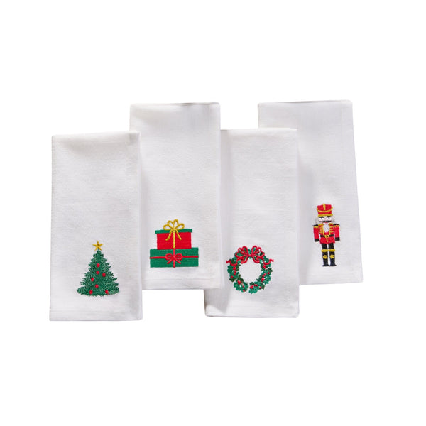 Elrene Holiday Embroidered Cotton Napkins Set Of 4
