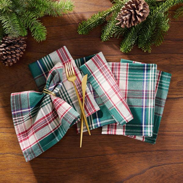 Elrene Holiday Fireside Plaid Napkins Set Of 8