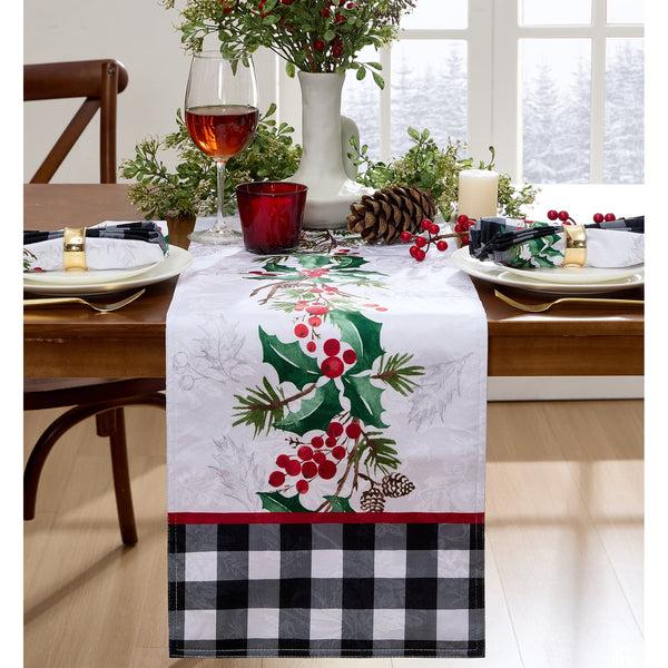 Elrene Holly Charm Holiday Fabric Table Runner