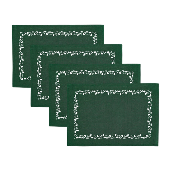 Elrene Holly Scroll Laser Cut Placemats Set Of 4