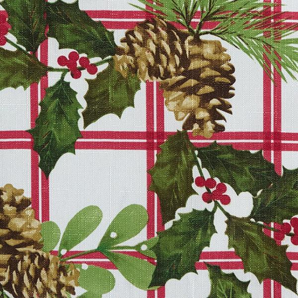 Elrene Pinecone Plaid Holiday Fabric Tablecloth