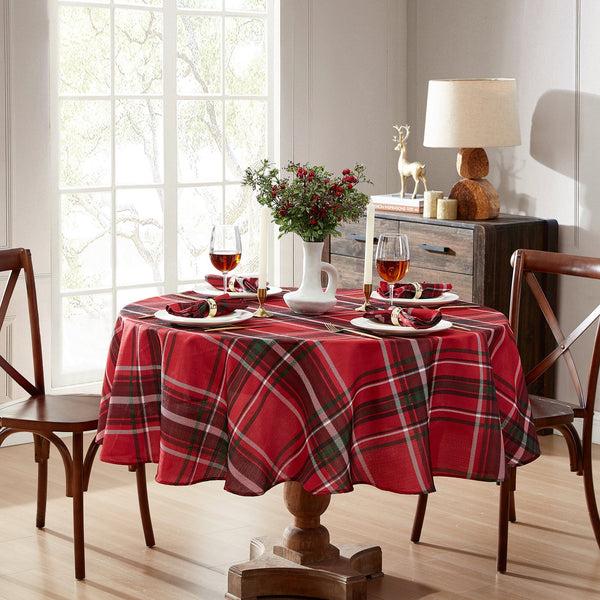 Elrene Pocono Plaid Holiday Fabric Tablecloth