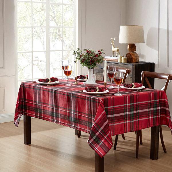 elrene Pocono Plaid Holiday Fabric Tablecloth