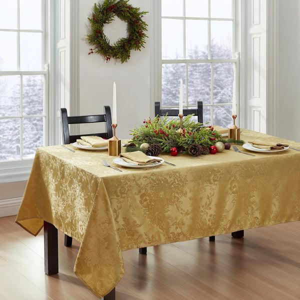 Elrene Poinsettia Elegance Jacquard Tablecloth