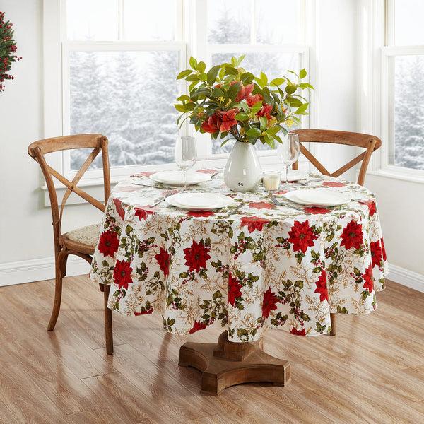 Elrene Poinsettia Grace Vinyl Tablecloth
