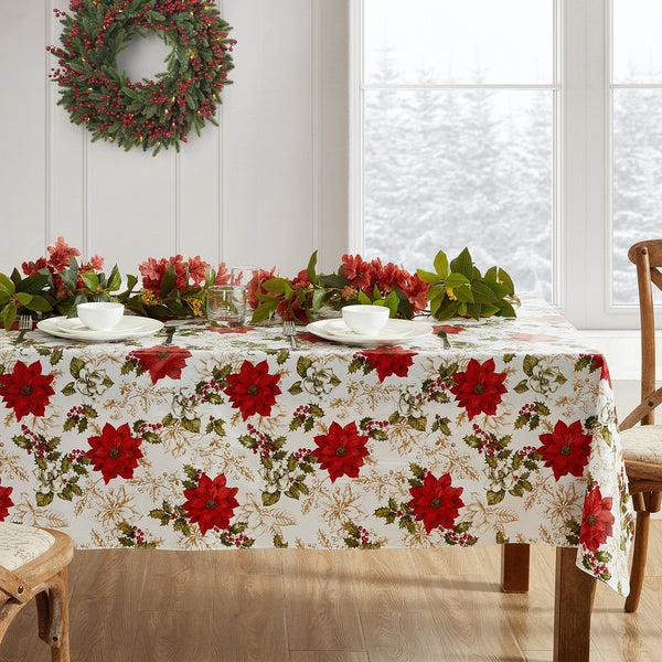 elrene Poinsettia Grace Vinyl Tablecloth