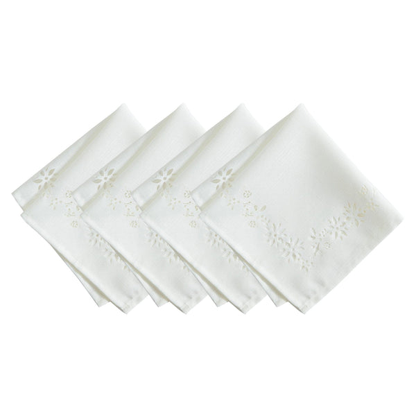 Elrene Poinsettia Noel Laser Cut Napkins Set Of 4