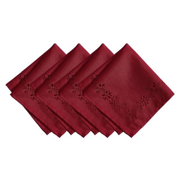 elrene Poinsettia Noel Laser Cut Napkins Set of 4