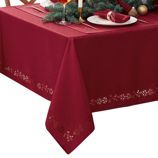 Elrene Poinsettia Noel Laser Cut Tablecloth