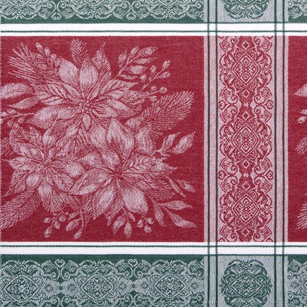 Elrene Poinsettia Plaid Jacquard Tablecloth