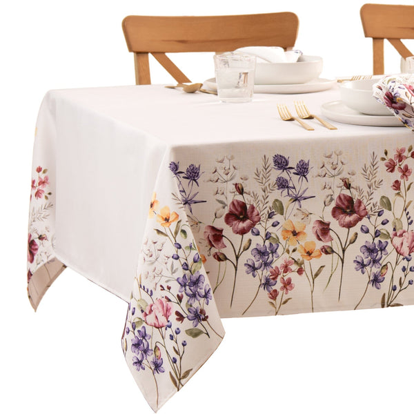 Elrene Poppy Wildflower Bordered Tablecloth