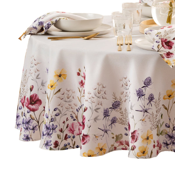 Elrene Poppy Wildflower Bordered Tablecloth