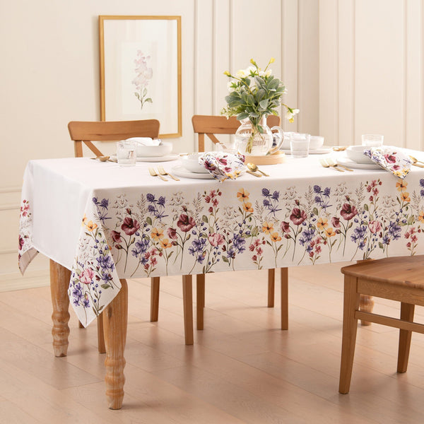 elrene Poppy Wildflower Bordered Tablecloth