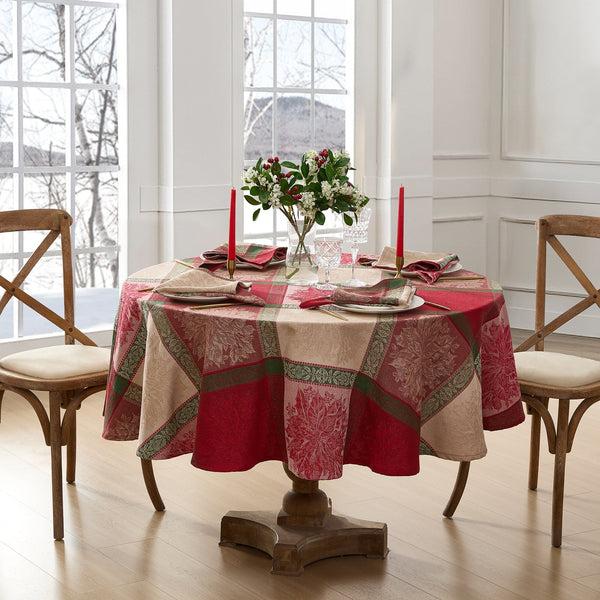 Elrene Prestige Poinsettia Jacquard Tablecloth