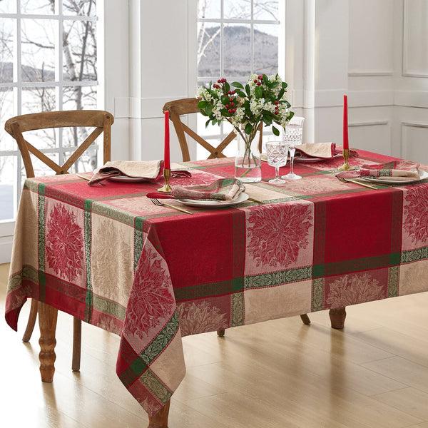 elrene Prestige Poinsettia Jacquard Tablecloth