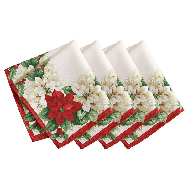 Elrene Red And White Poinsettias Napkin Set Of 4