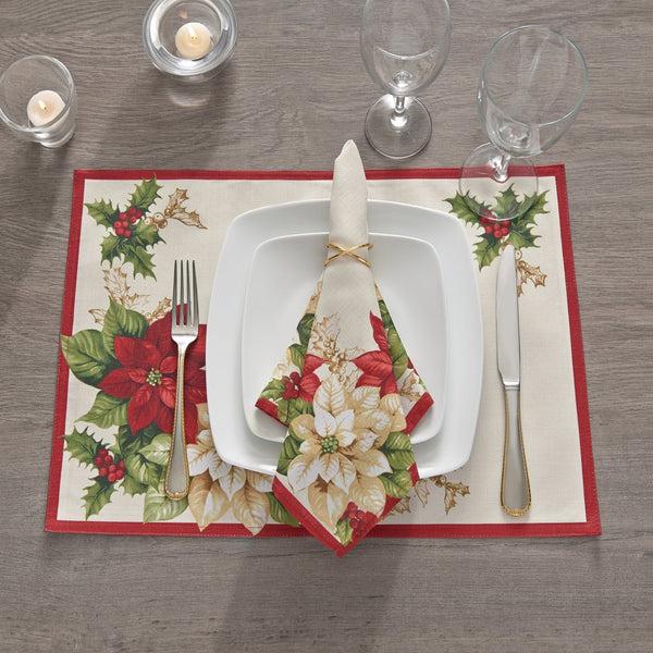 Elrene Red And White Poinsettias Placemat Set Of 4