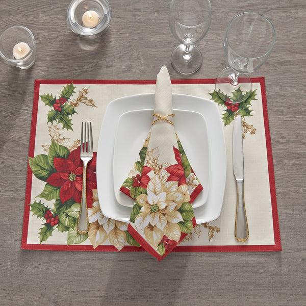 elrene Red and White Poinsettias Placemat Set of 4
