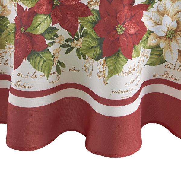 Elrene Red And White Poinsettias Tablecloth