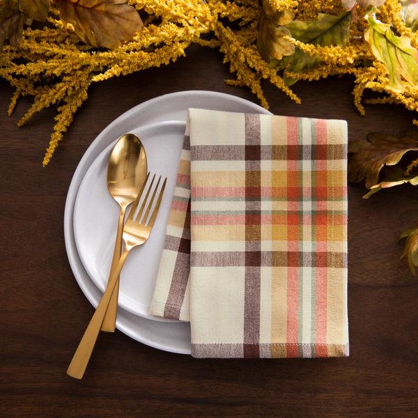Elrene Russet Harvest Woven Plaid Napkins Set Of 8