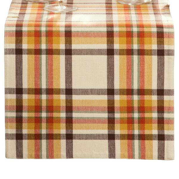 Elrene Russet Harvest Woven Plaid Table Runner