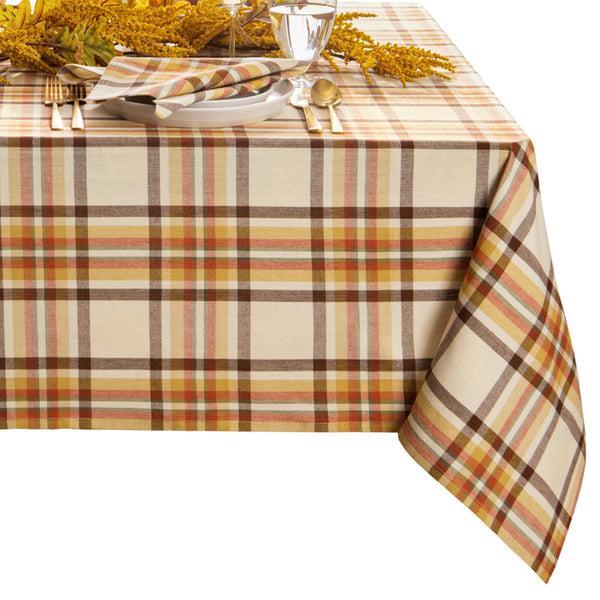 Elrene Russet Harvest Woven Plaid Tablecloth