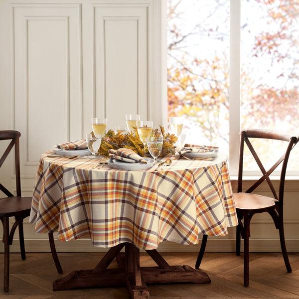 Elrene Russet Harvest Woven Plaid Tablecloth