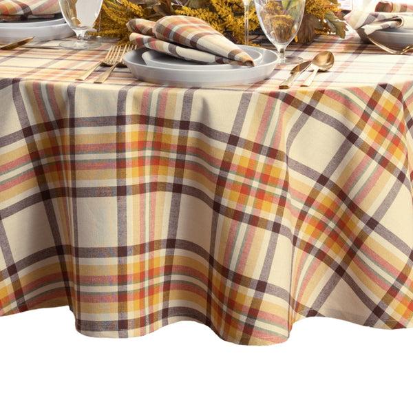 Elrene Russet Harvest Woven Plaid Tablecloth